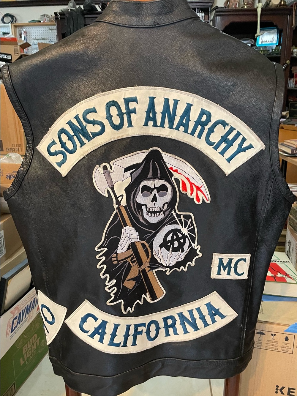 Sons of Anarchy California Black Leather Vest - Picture 1 of 6